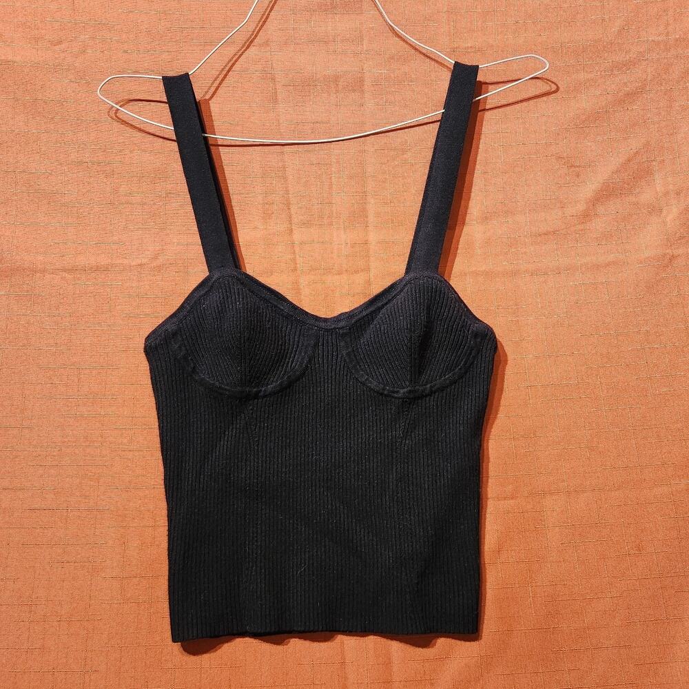 Anthropologie Maeve Sz PXS Black Removable Straps Sweetheart Neck Tank Top Y2K